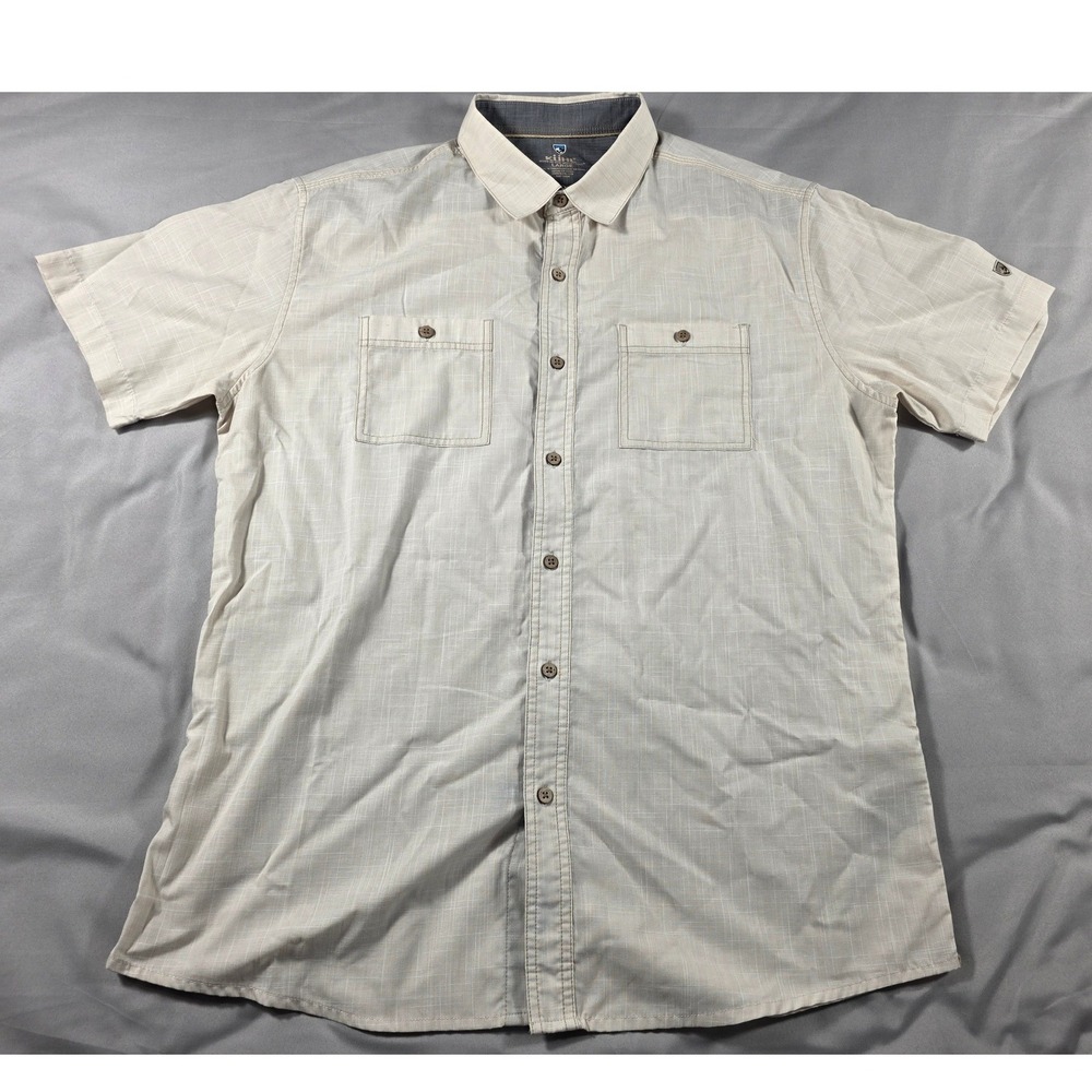 Kuhl Karib Short Sleeve Shirt Mens Large Beige Short Sleeve Casual Outdoors